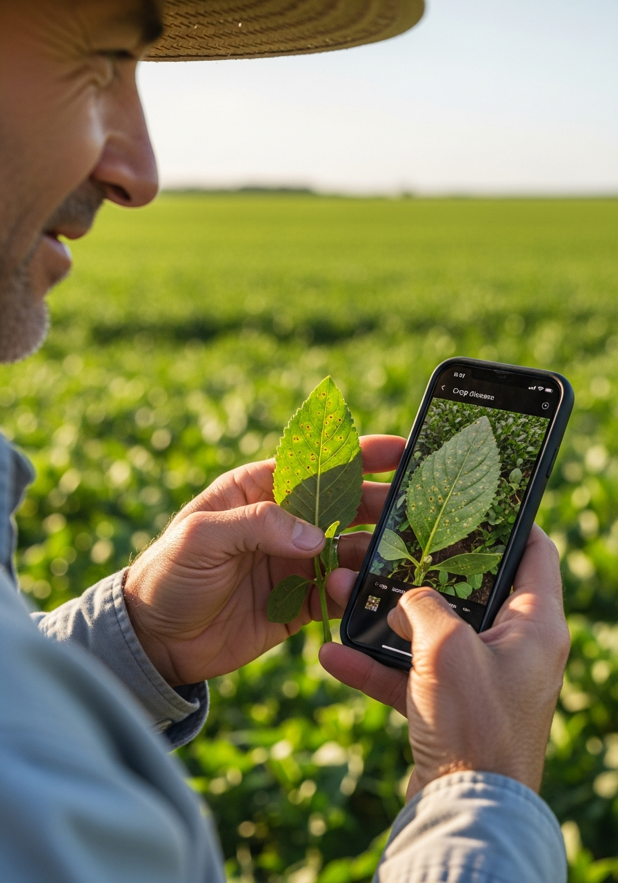 FieldScouter mobile app on a smartphone.
